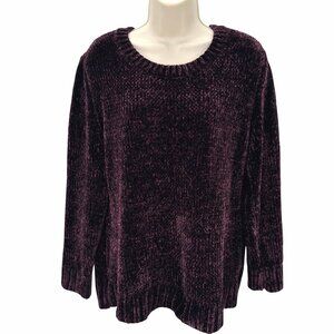 Orvis Womens Purple Long Sleeve Soft Cozy Knit Chenille Sweater M/M